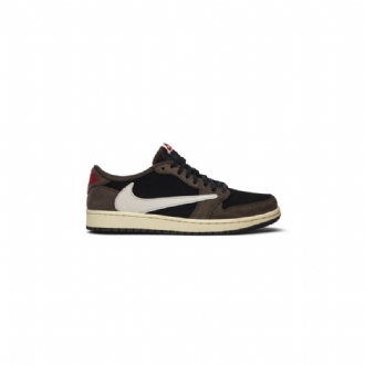 Air Jordan 1 Travis Scott Alacsony Fekete Barna Vörös Bézs Férfi Cipő