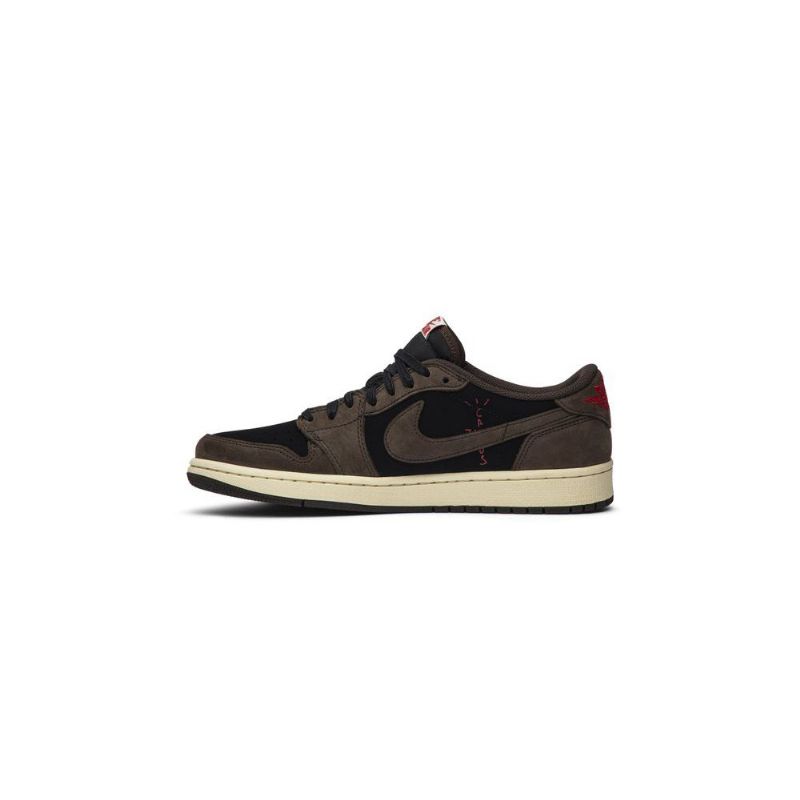 Air Jordan 1 Travis Scott Alacsony Fekete Barna Vörös Bézs Férfi Cipő