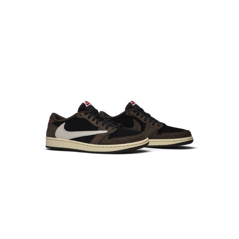 Air Jordan 1 Travis Scott Alacsony Fekete Barna Vörös Bézs Férfi Cipő