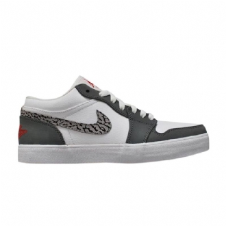 Air Jordan 1 V.2 Alacsony Bőr Fehér Szürke Fekete Férfi Cipő