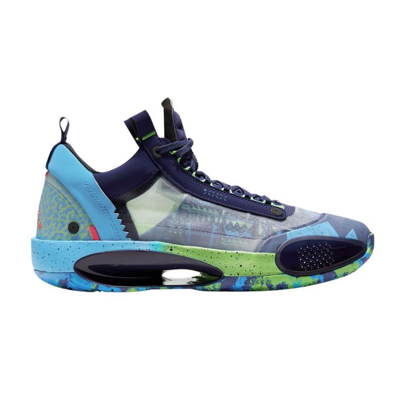 Air Jordan 34 Alacsony Lila Zöld Kék Szürke Férfi Cipő
