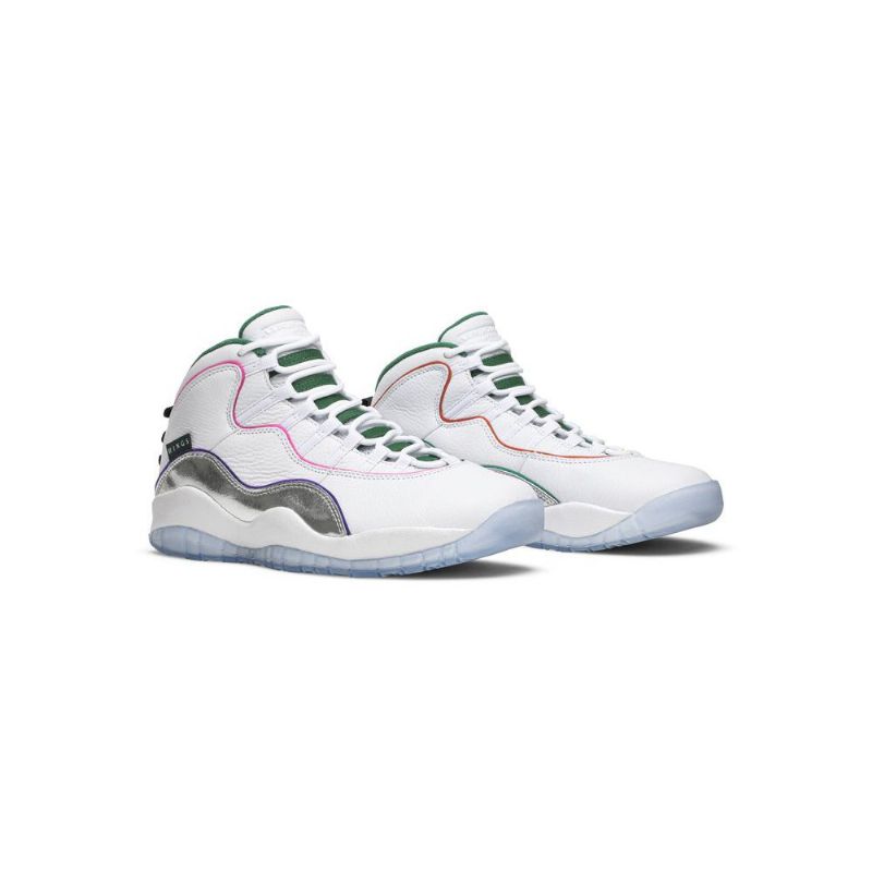 Air Jordan 10 Retro Fehér Ezüst Zöld Férfi Cipő