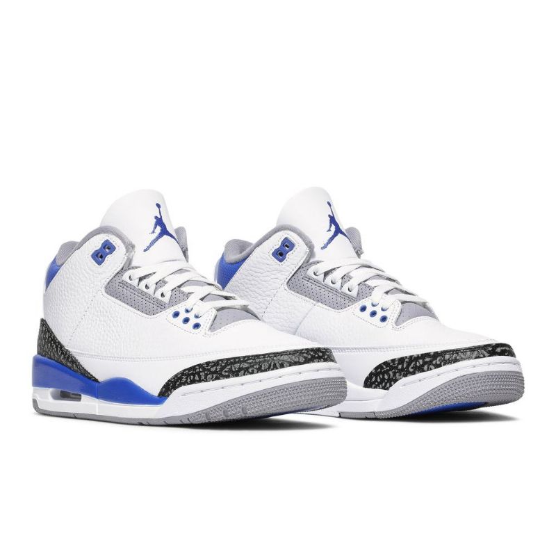 Air Jordan 3 Retro Fehér Fekete Szürke Kék Férfi Cipő