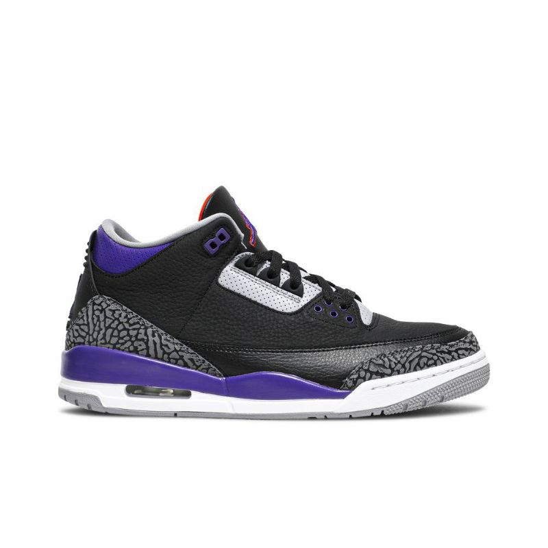Air Jordan 3 Retro Fekete Szürke Lila Fehér Férfi Cipők