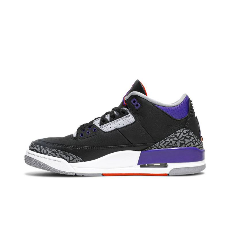 Air Jordan 3 Retro Fekete Szürke Lila Fehér Férfi Cipők
