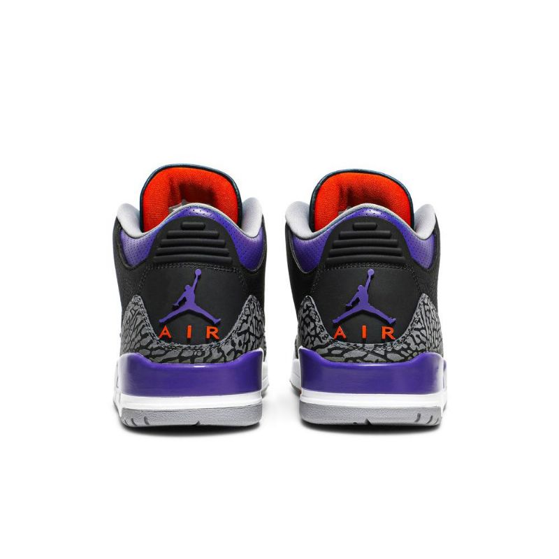 Air Jordan 3 Retro Fekete Szürke Lila Fehér Férfi Cipők