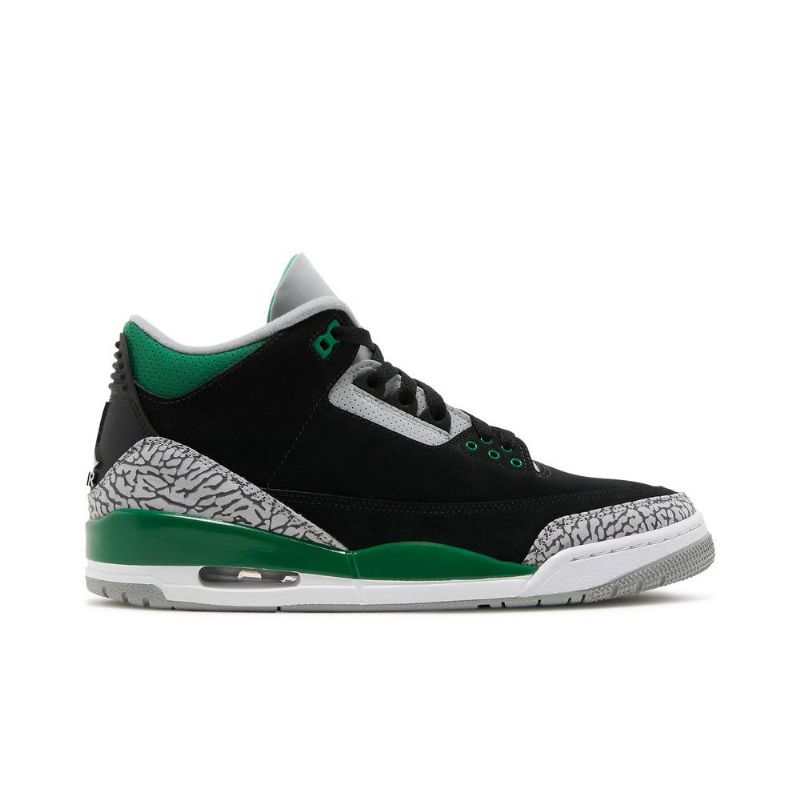 Air Jordan 3 Retro Fekete Zöld Szürke Fehér Férfi Cipők