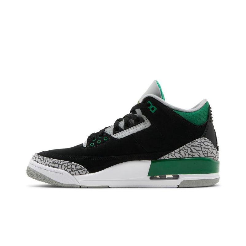 Air Jordan 3 Retro Fekete Zöld Szürke Fehér Férfi Cipők