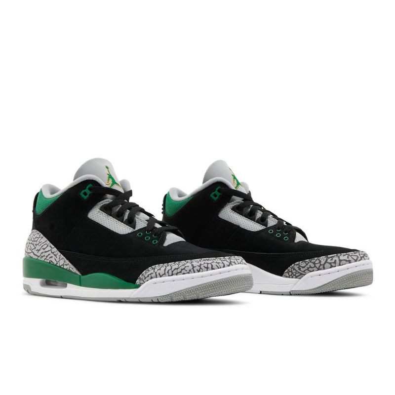 Air Jordan 3 Retro Fekete Zöld Szürke Fehér Férfi Cipők