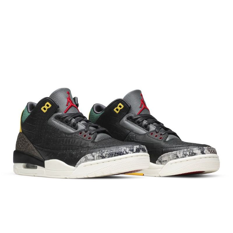 Air Jordan 3 Retro Se Fekete Zöld Sárga Piros Férfi Cipők